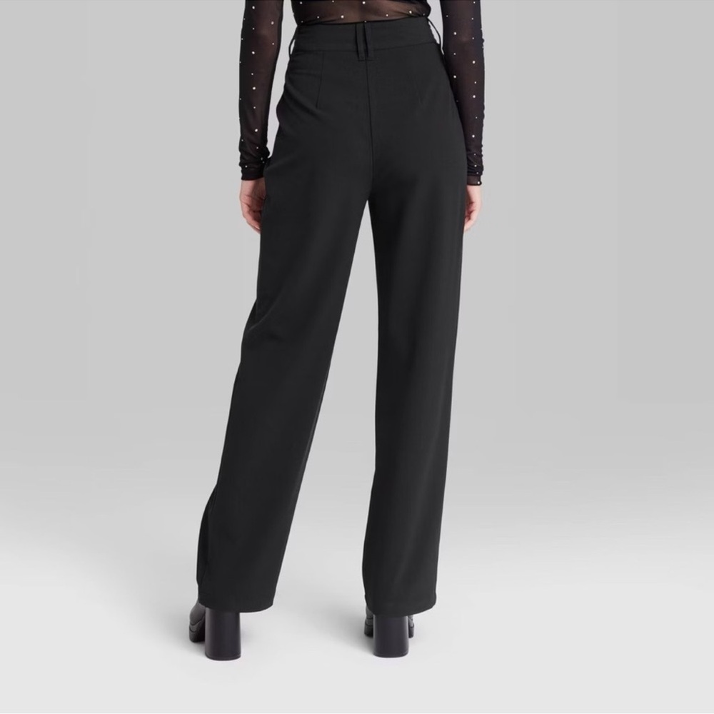 Wild Fable Women's High-Rise Wide Leg Black Trousers - Picture 3 of 11
